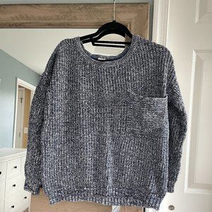 Blue Oversized Garage Sweater with Left Breast Pocket
